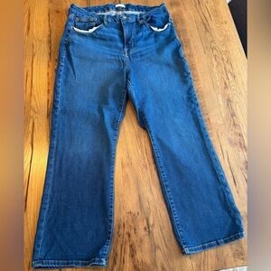 Good American Good Legs Straight Jeans Blue007 High Rise Stretch Denim 18W